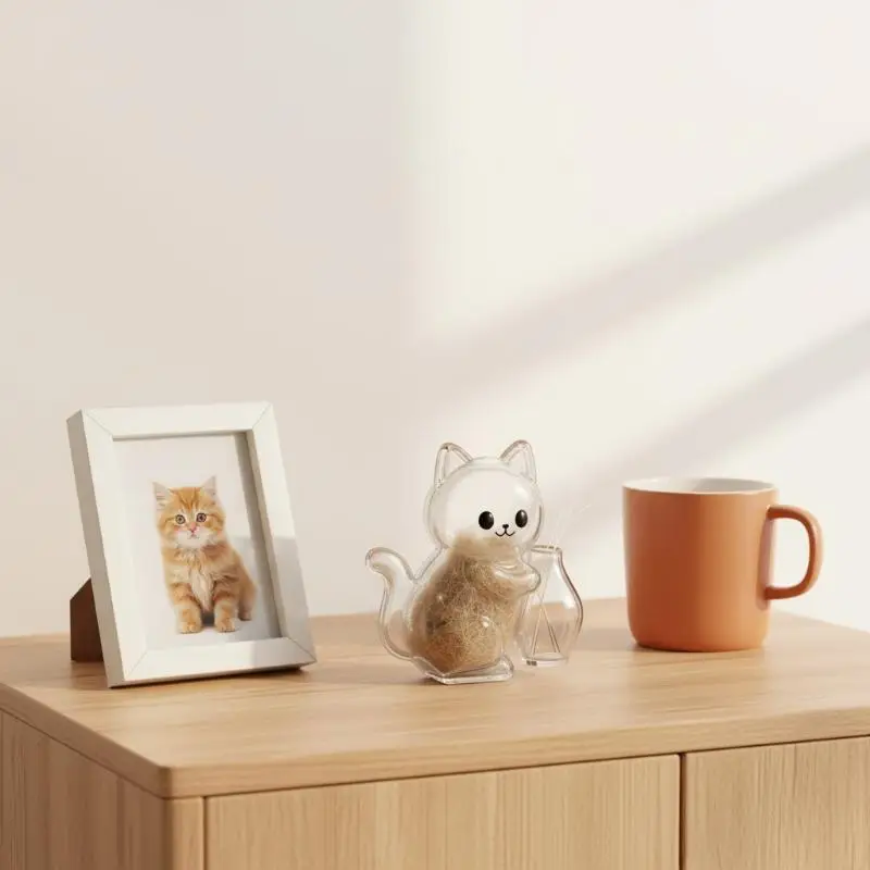 Transparent Cat Fur Storage Box with Magnetic Suction Scratch Resistant Pet Hair Organizer for Refrigerator Home Daily Use