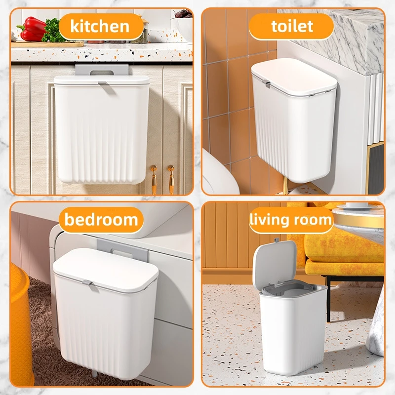 Poubelle de cuisine avec couvercle, 9L, intermédiaire Toilette HOWall, espace de confrontation, grande capacité, étanche, panier à poussière porteur