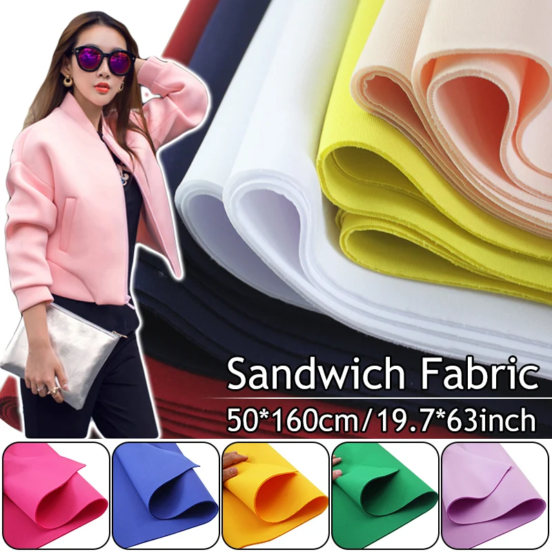 

Stretch Spandex Knitted Space Cotton Fabric Air Layer Thicken Sandwich Fabric for Diy Coat Baseball Jacket Skirt Sewing Material