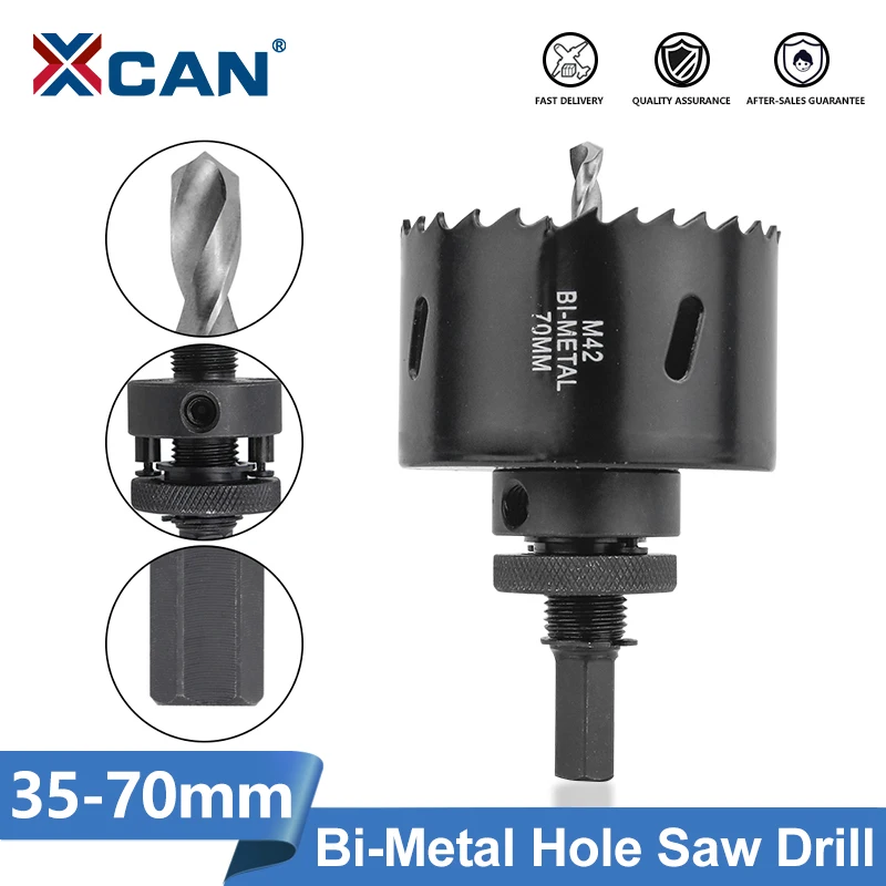 XCAN HSS Drill Bit Core Drill Bit Bi-Metal Hole Saw Cutter 35 53 60 70mm for Stainless Steel Plate Metal Drilling Wood Cutter