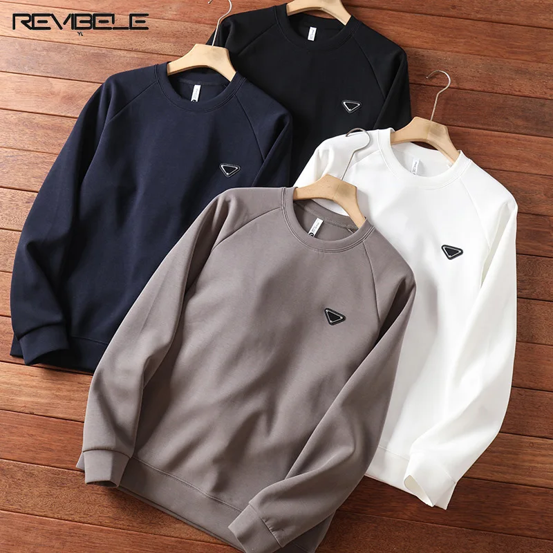 Men's Pullover Sweatshirts Solid Color Casual Crewneck Fashion Tops Loose Simple Stretch Sweatshirts Spring Autumn Cotton Tops