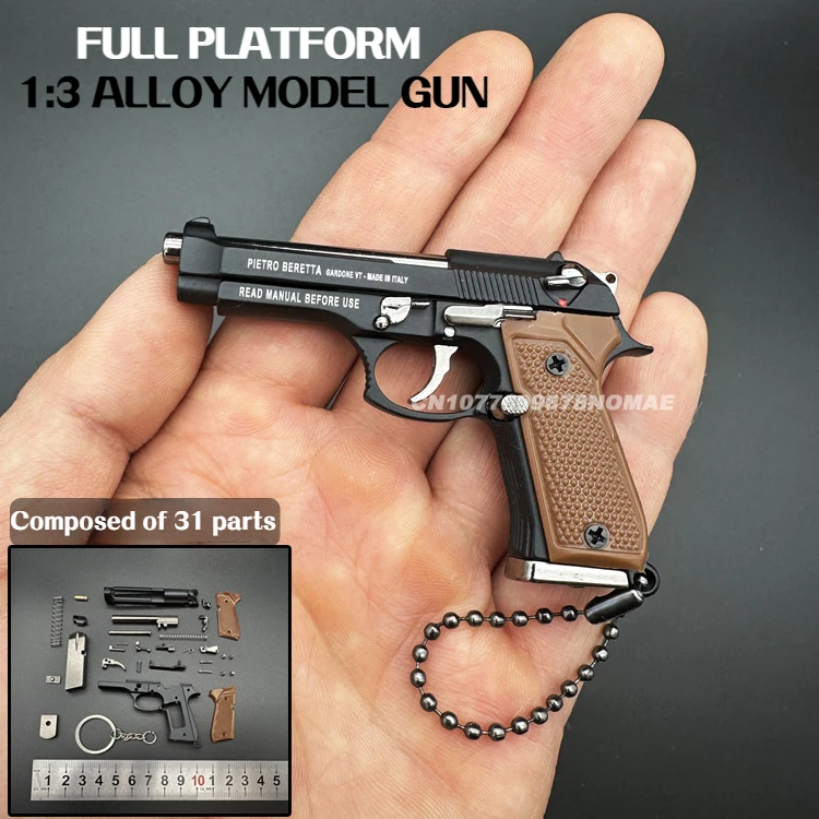 NEW 1:3 Multitypes Anti-stress Toys Metal Pistol Gun Keychain Miniature Model 92F Colt 1911 Glock 17 Birthday Gifts 2024