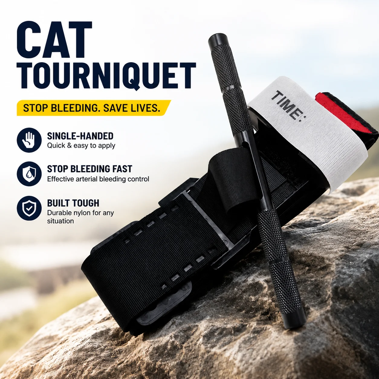 CAT Tourniquet Single-Handed Emergency First Aid Tourniquet Nylon Tactical Arterial Stop Bleeding Outdoor Rescue Gear for Home