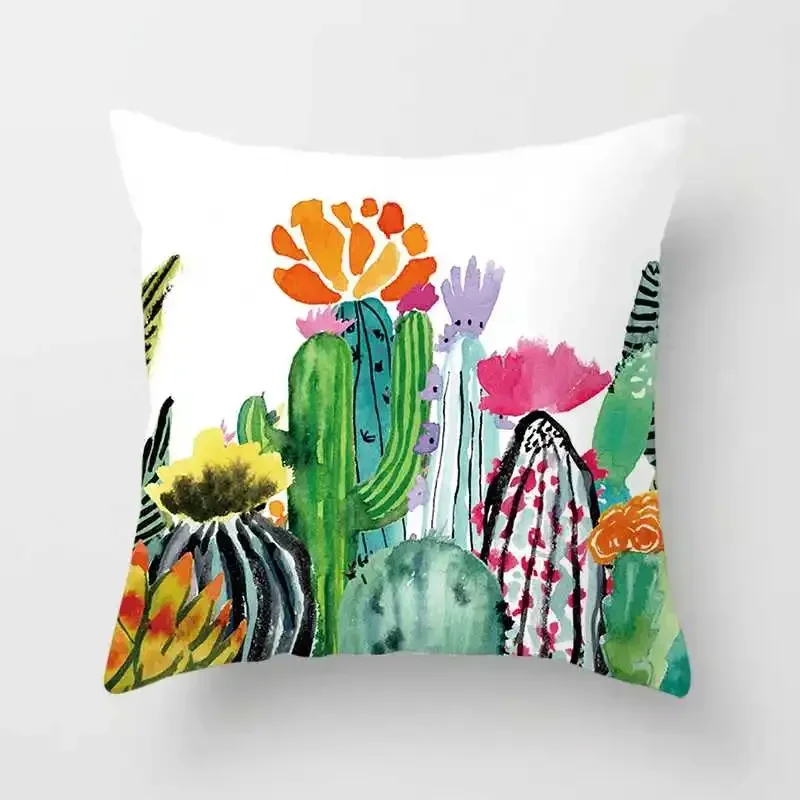 Tropical Plants Cactus Monstera Summer Decorative Throw Pillows Cushion Cover Palm Leaf Green Home Decor Pillowcase
