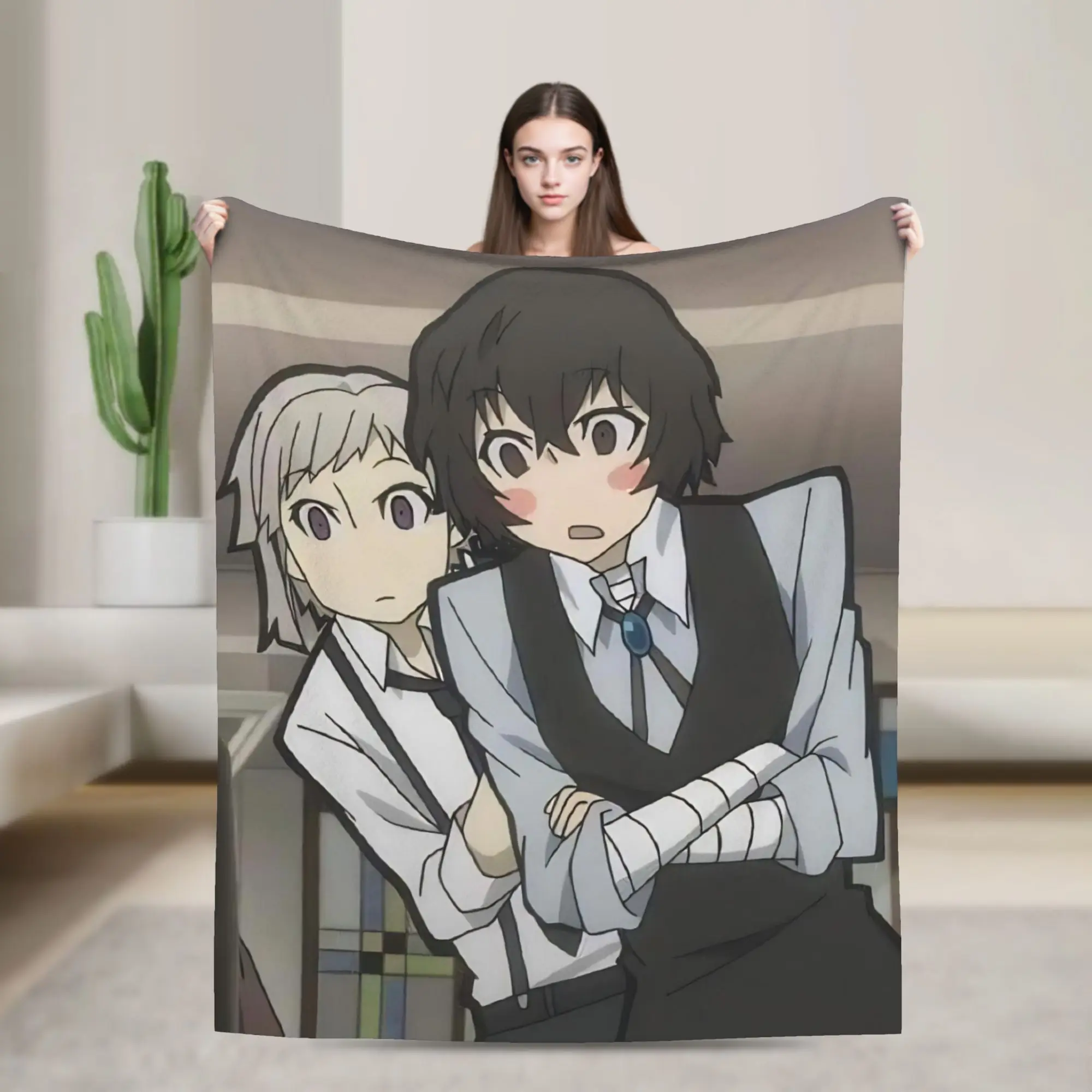 Dazai Bungo Stray Dogs Blanket Velvet Spring Autumn  Portable Ultra-Soft Throw Blankets for Bed Office Plush Thin Quilt
