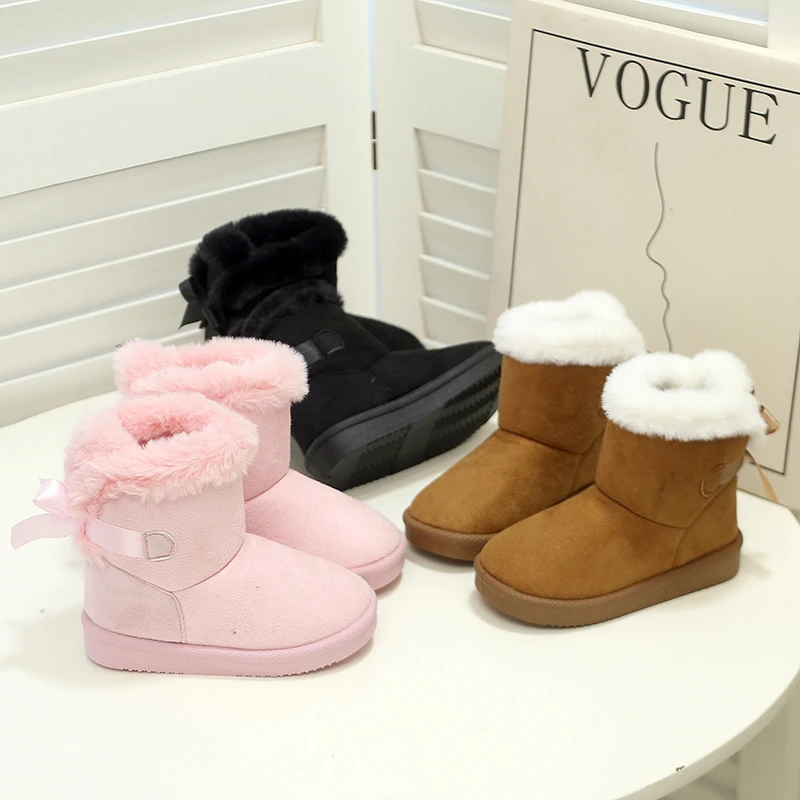 

2025 Plush Boots for Children Faux Fur Thick Warm Boy's Girl's Snow Boots Anti-slippery Soft Warm Cotton Shoes for Kids Winter