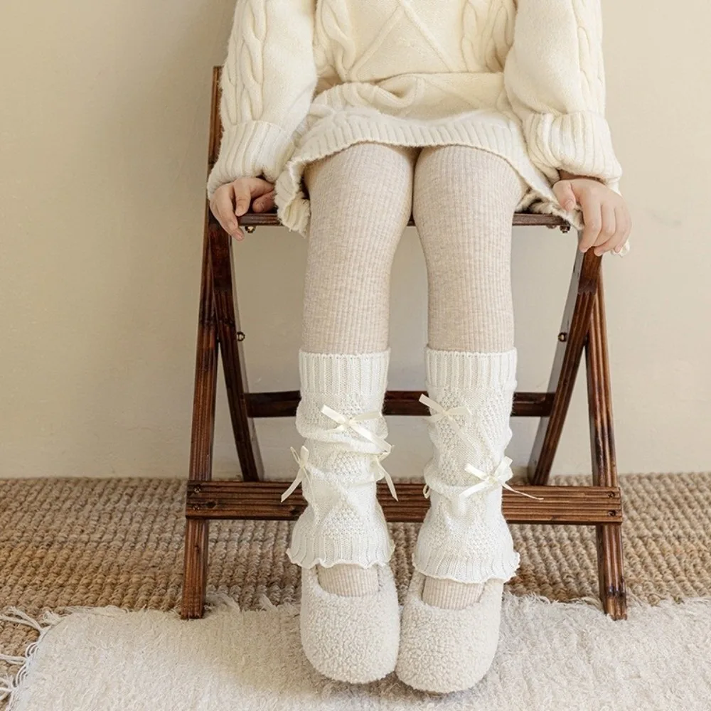 

New Solid Color Leg Warmers Thickened Lolita Mid-Calf Sock Harajuku Knitted Middle Tube Socks Gift