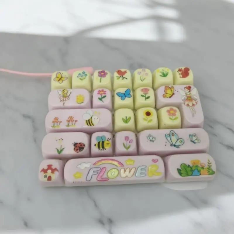 Mini Keyboard Fidget Sensory Toy Cute Cartoon Animal Print Boredom Relief Fidget Toy With Lanyard for Home Office School Genera