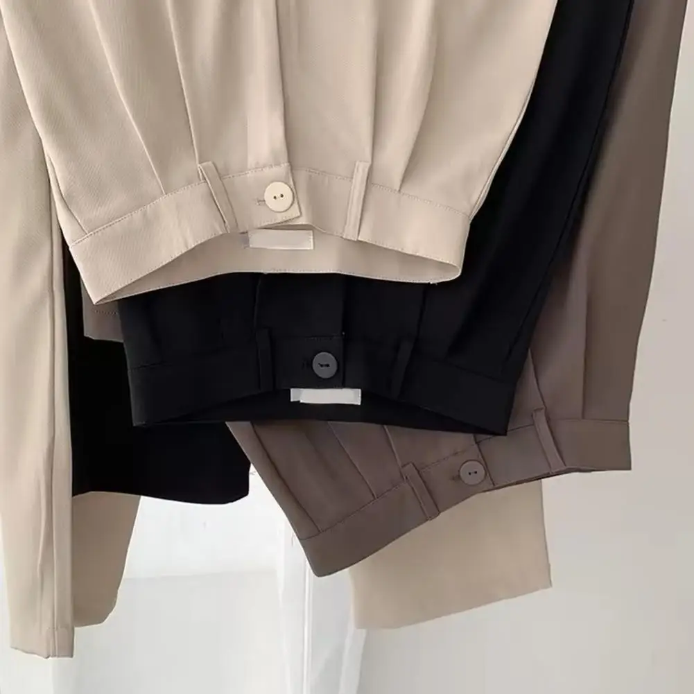 

Korean Fashion Trousers Casual Button Loose Female Pant 2026 New Women Suit Pants High Waist Office Ladies Straight Leg Pants