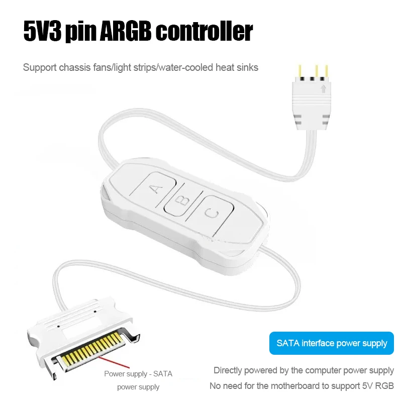 Shenguang Synchronous 5V3 Pin ARGB Controller Chassis Fan Light with RGB Wireless 5V Three Pin to SATA Remote Control