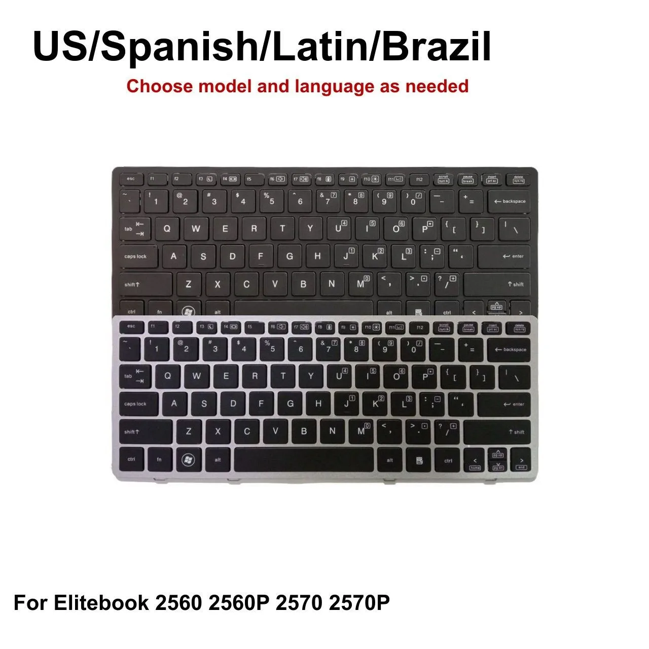 New US Spanish Latin Brazil Keyboard For HP Elitebook 2560 2560P 2570 2570P 700948-B31 MP-11A83 700948-251 700948-161