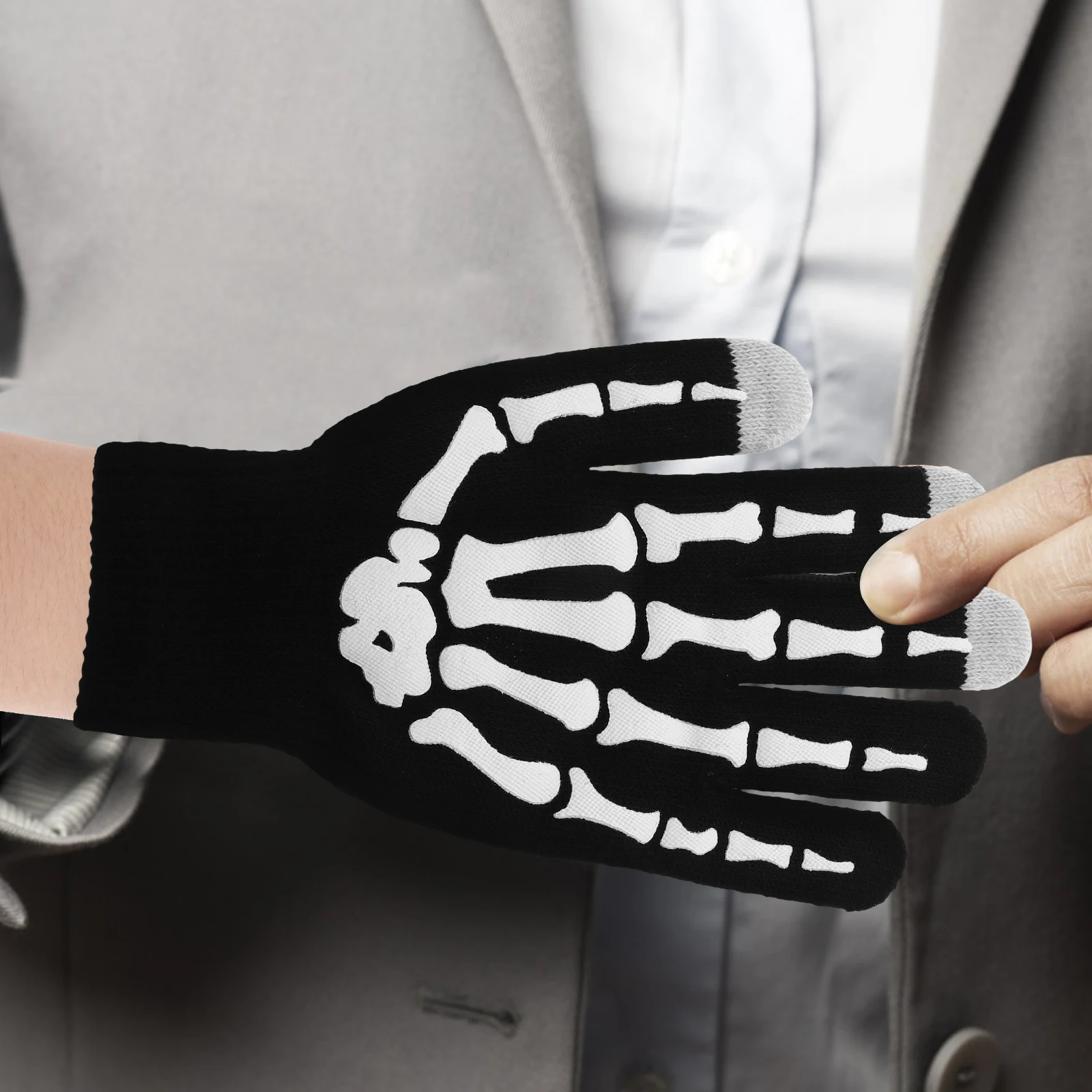 

2 Pcs Skull Gloves Cycling Winter Cosplay Finger Biking Driving Touchscreen for Women Keep Warm