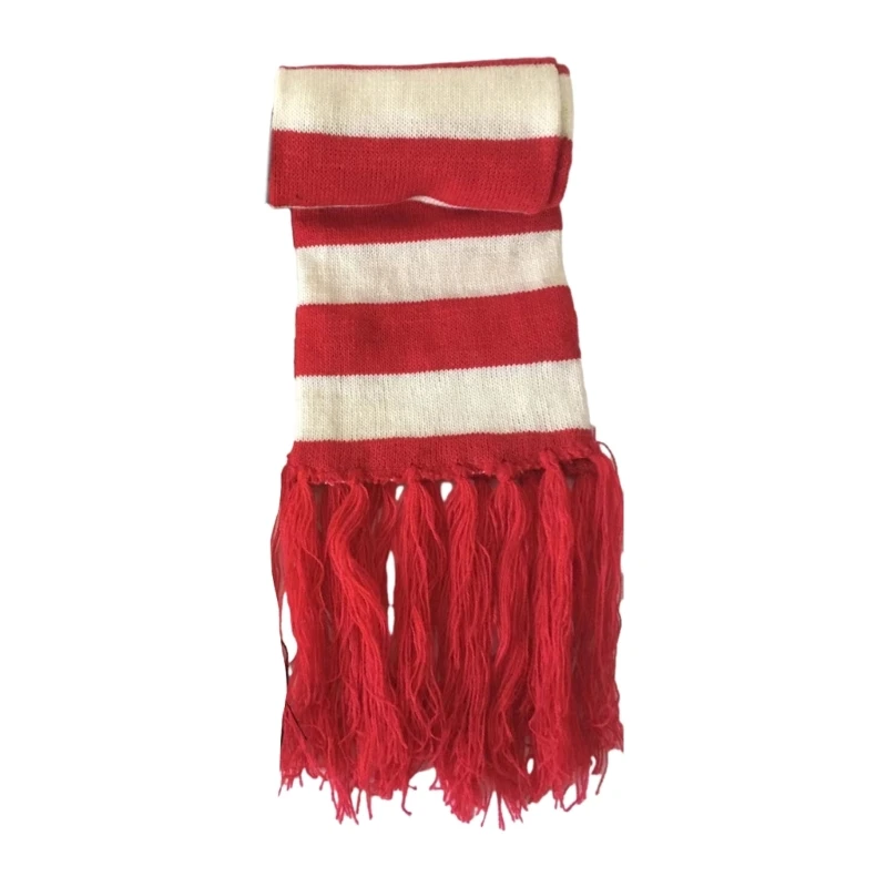 Fashion Contrast Color Stripe Scarf for Girls Casual Punk Neck Scarf Decorative Accessories Female Warm Neck Scarf