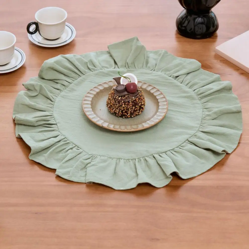 Edge Placemat Rustic Cotton Placemat Set with Trim Round Rectangular Table Mats Soft Washed Fabric for Dining Party Decor