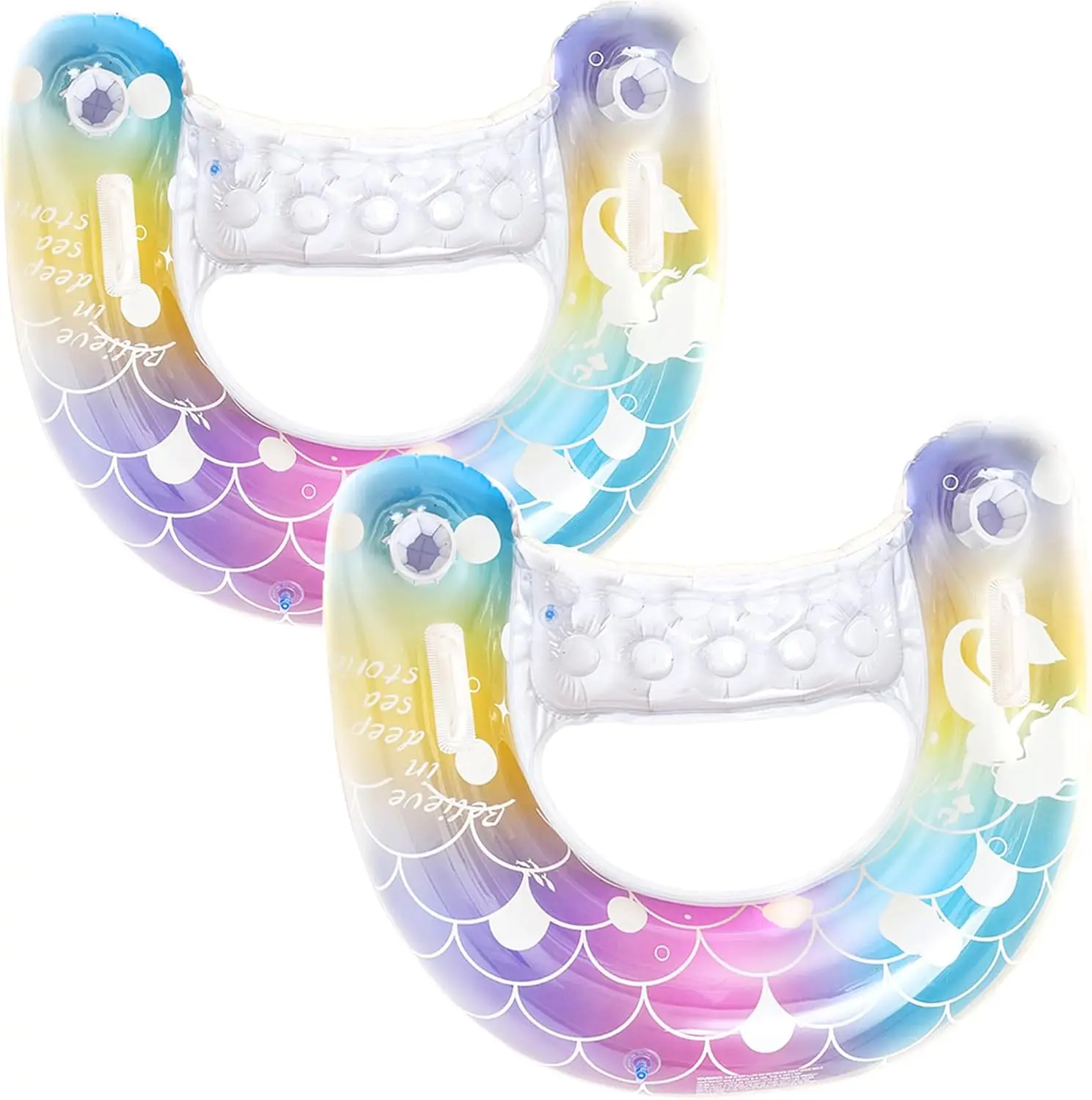 2 pcs Mermaid Pool Floats-30 inch Inflatable Swimming Ring for Adults Cute Pool Float Tube Decorations Swim Tubes Outdoor Pool B