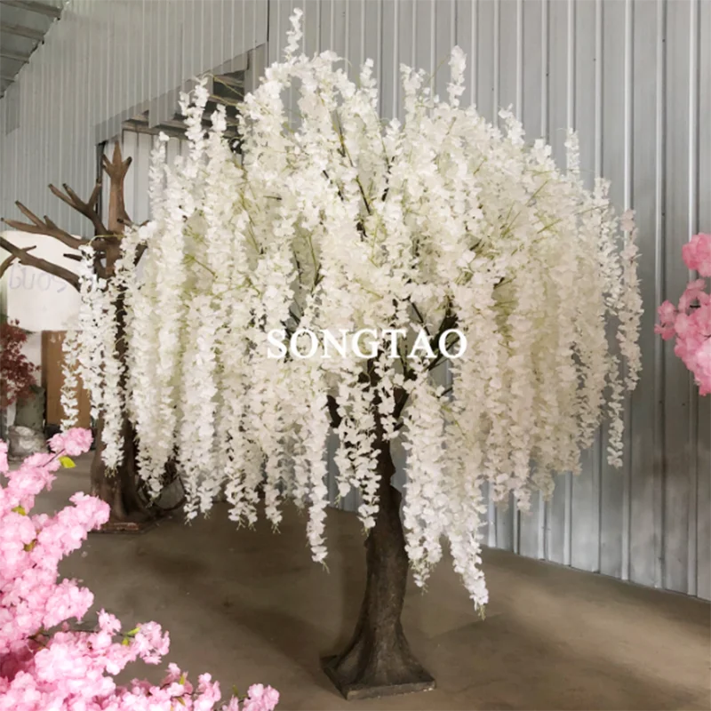 custom.songtao Cheap large Indoor outdoor decorative silk wisteria big trees white artificial Wisteria for wedding decorati