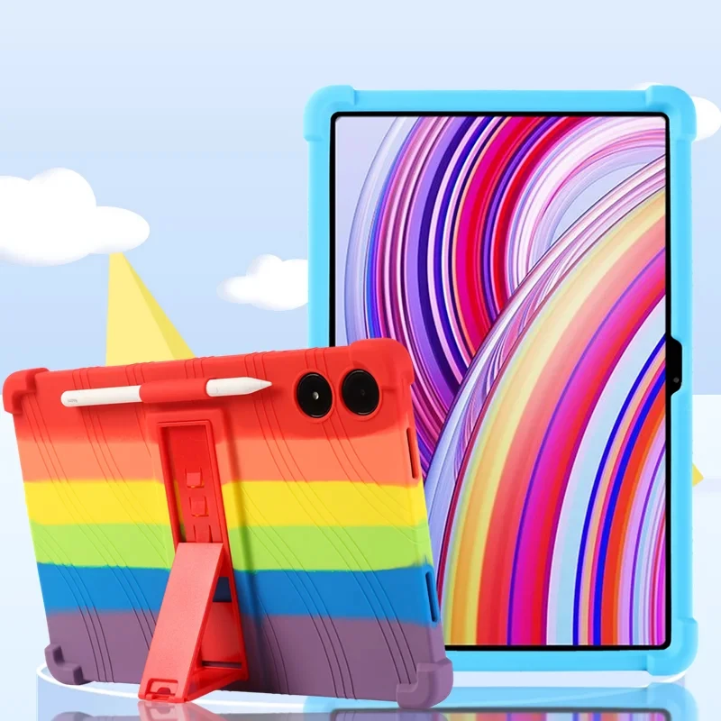 

For Redmi Pad Pro Case 12.1" Tablet Case Soft Silicone Shockproof Bracket Back Cover For Xiaomi Redmi Pad Pro 12.1 inch 2024