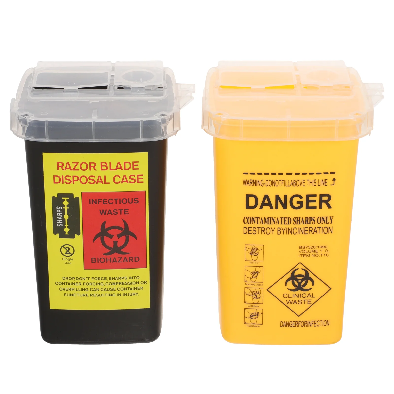 

2pcs Sharps Disposal Containers Plastic Recycle Boxes Tattooing Sharps Waste Disposal Holders sharps bucket