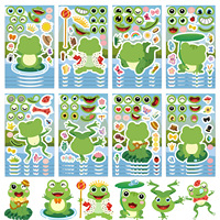 8/16/24Pcs Cartoon Frog Puzzle Large Size Make a Face Stickers for DIY Toys Decoration on Suitcase Fridge Album Notebook Decals