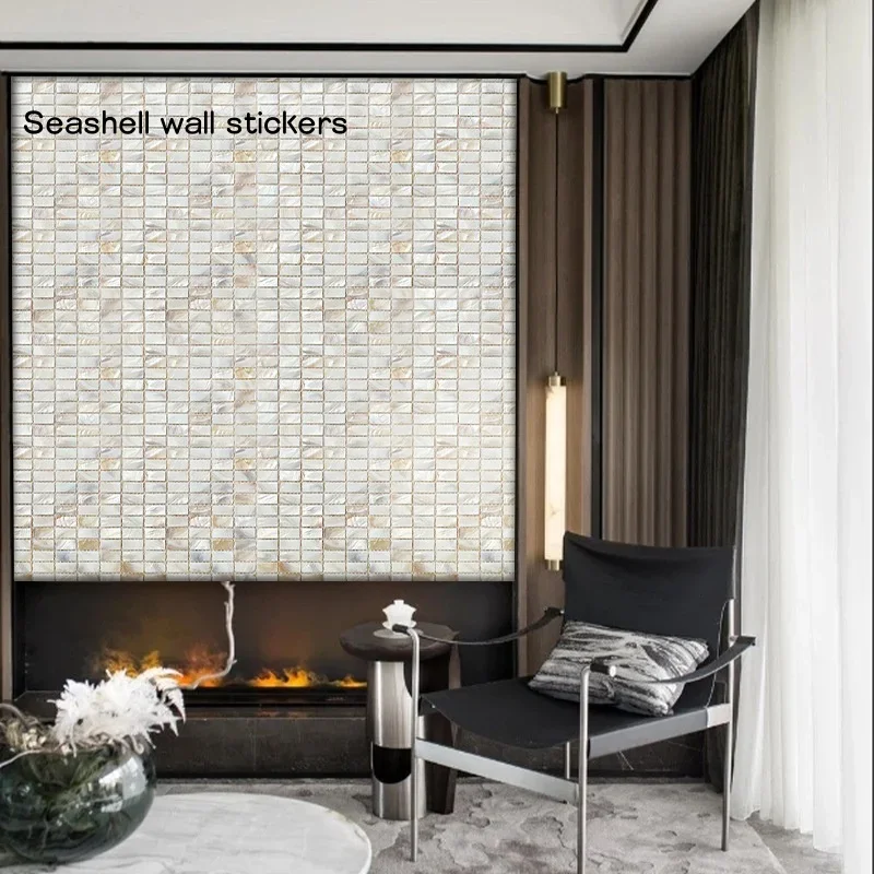 Shell Mosaic Mother Of Pearl Natural Kitchen Backsplash Wallpaper Tile Bathroom Background Shower Decorative Wall Tiles Sheet