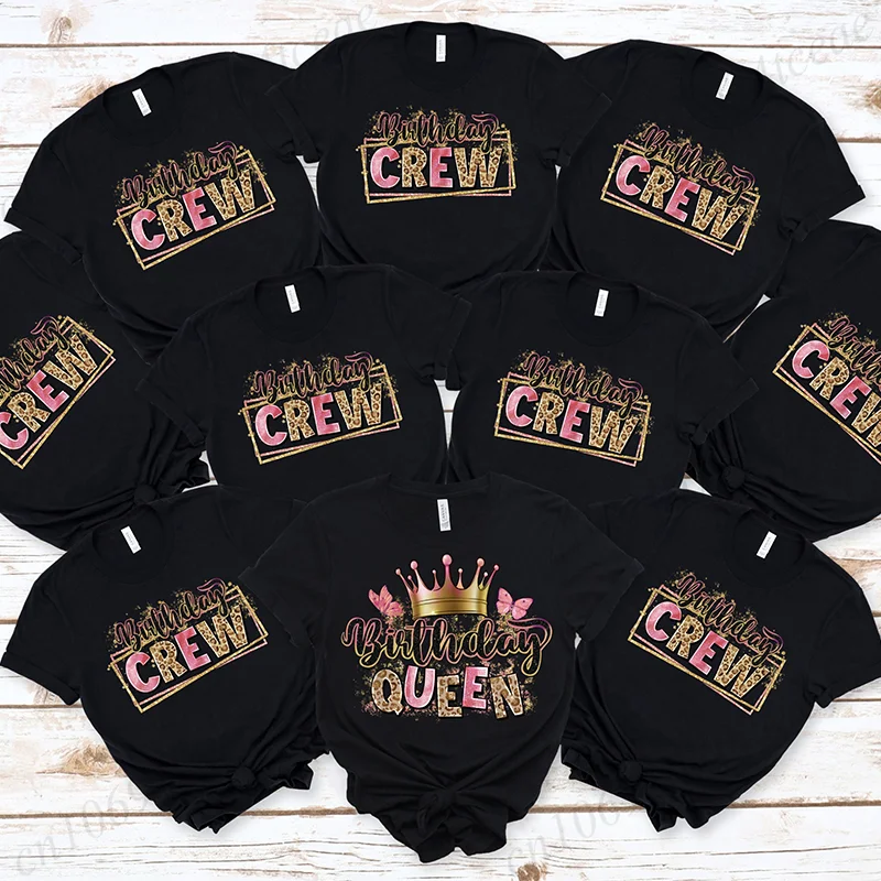 Birthday Queen Crew T-Shirts,Birthday Group Shirt, Women's Personalized T-Shirts,Birthday Squad T-shirt for Women Party Tops Tee