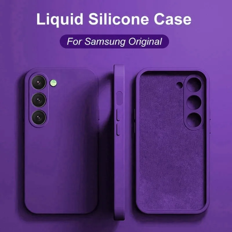 Luxury Silicone Case For Samsung Galaxy S24 S23 S22 S21 S20 Ultra Plus Fe A55 A54 A53 A52 A73 Soft Candy Color Bumper Cover