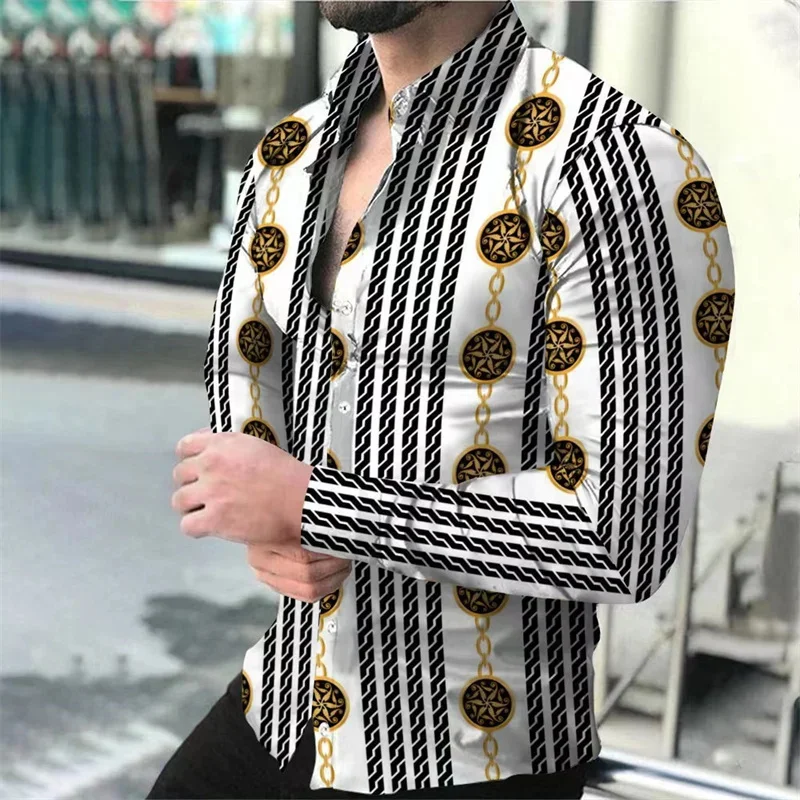 

2023 Men's Fashion New Long Sleeve Lapel Shirt 3D Printing Creative HD Pattern Shirt High Quality Comfortable Soft Material top