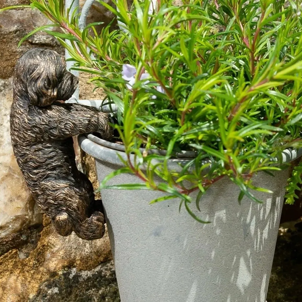 Potted Plant Partner Bronze Gecko Garden Decoration Dog Hanging Decor Puppy Resin Ornament Pot Buddies Gecko