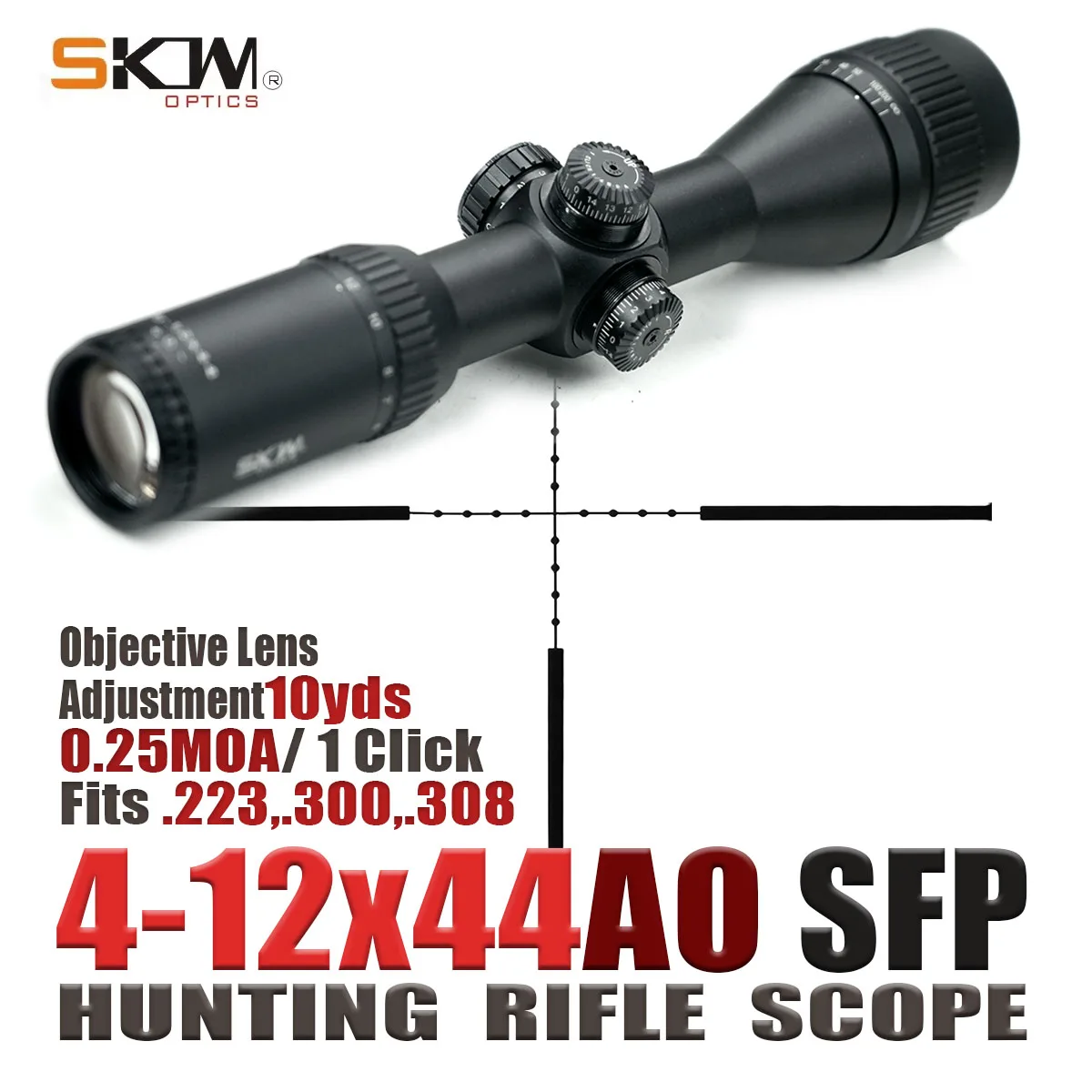 

Охотничья оптика, 4-12x44AO SFP — второй фокусный плоскост, прицел MOA 30 мм