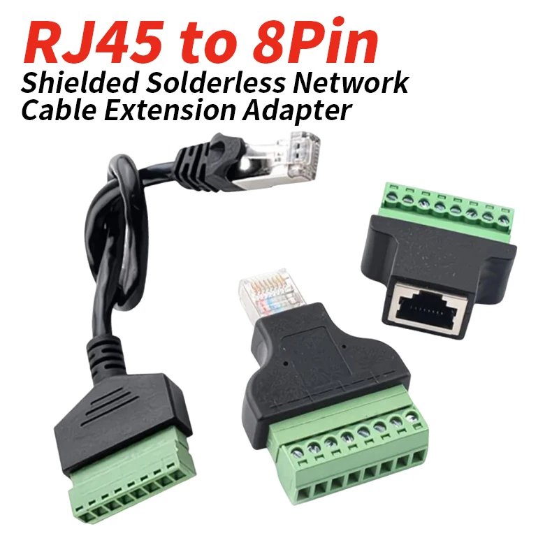 RJ45 Male to 8Pin Terminal Extension Cable Shielded Solderless Network Cable Extension Adapter RJ45 to 8P Connecting Terminal