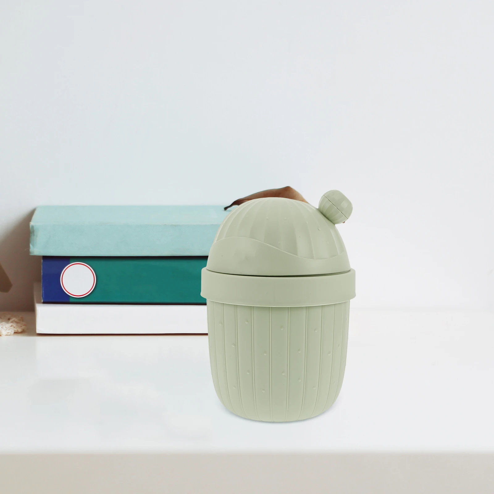 

Creative Flip lid Trash Can Waste Paper Bin Small Desktop Garbage Container Home Office Bedroom Milk Green Large Capacity