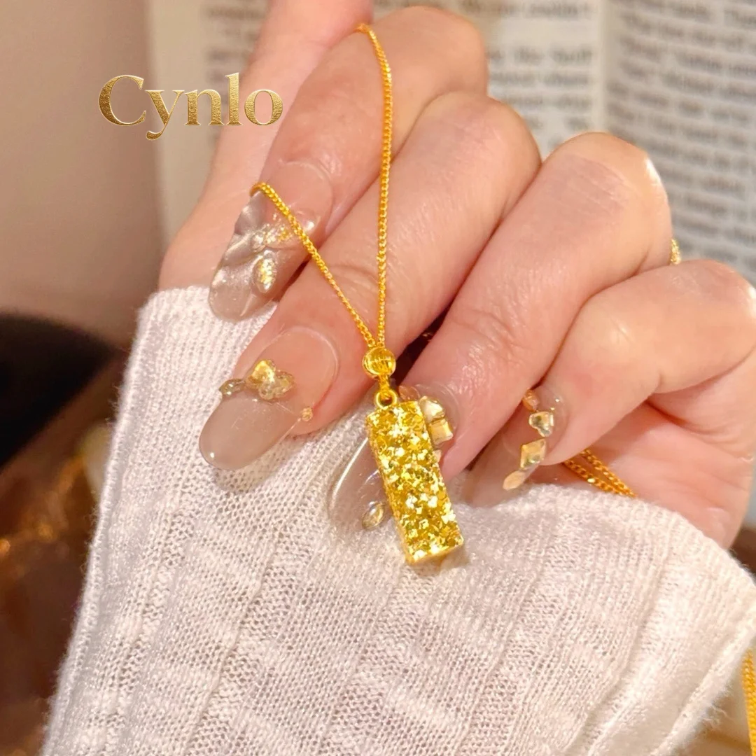 Cynlo Jewelry Four Directions Fortune Necklace Women's 24K Gold AU999-Wealth-attracting gold chain,symbol of prosperity, ideal g