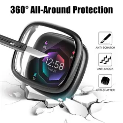 Screen Protector For Fitbit Versa 4/Sense 2 Case Accessories Soft TPU Plated Case All-Around Protective Screen Full Cover Bumper