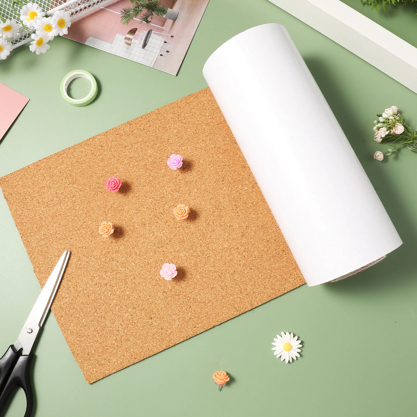 

Self-adhesive Cork Roll Home Office Decor Wall Sticker Message Board Material for Photos Memos Notes Handicraft Supplies