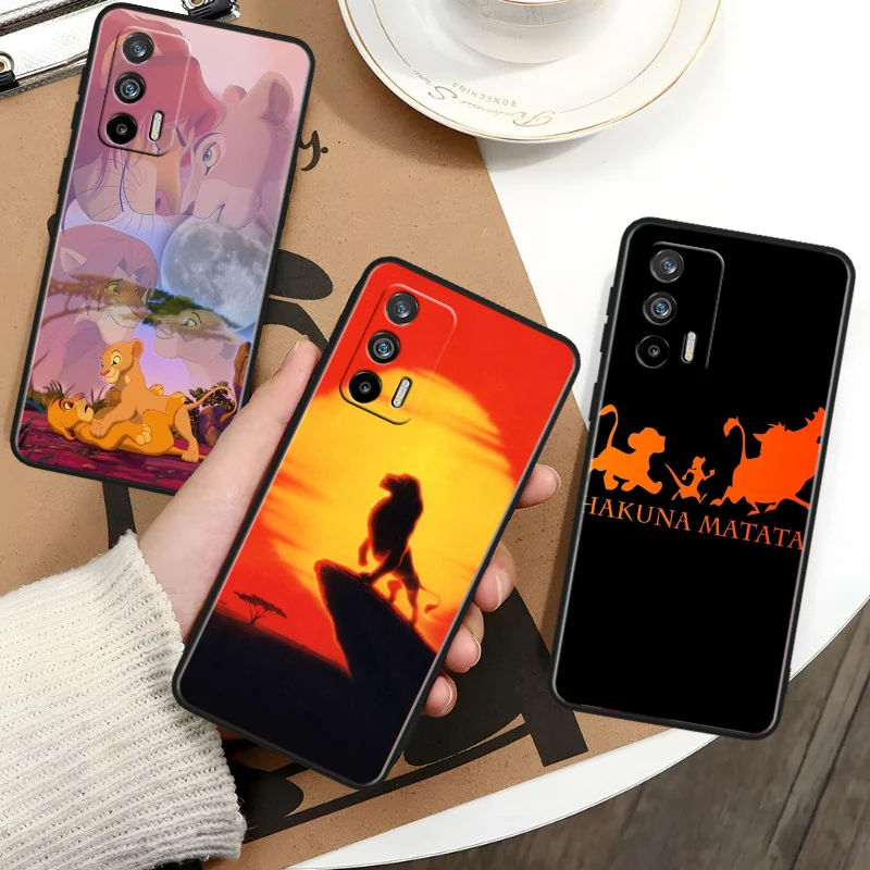 Disney The L-Lion King Black Phone Case For OPPO Realme 10 C2 3 11 20 21 31 30 33 35 55 X2 GT Pro Plus Master Shell Cover Capa