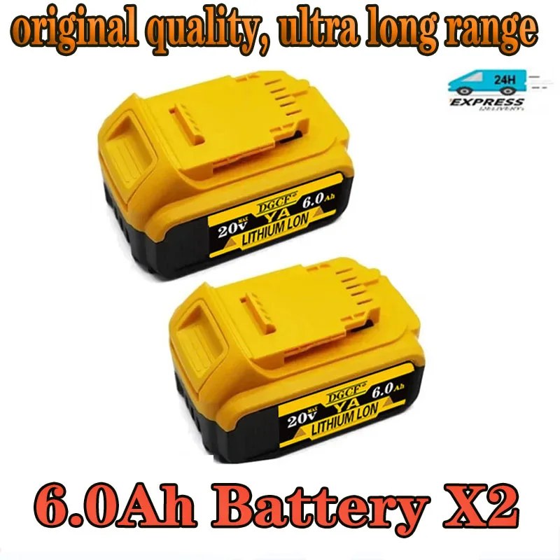 20V /6Ah/8Ah/12Ah for Dewalt DCB200 Battery Replacement Battery Compatible with DCB206 DCB207 DCB204 DCB203 +battery charger