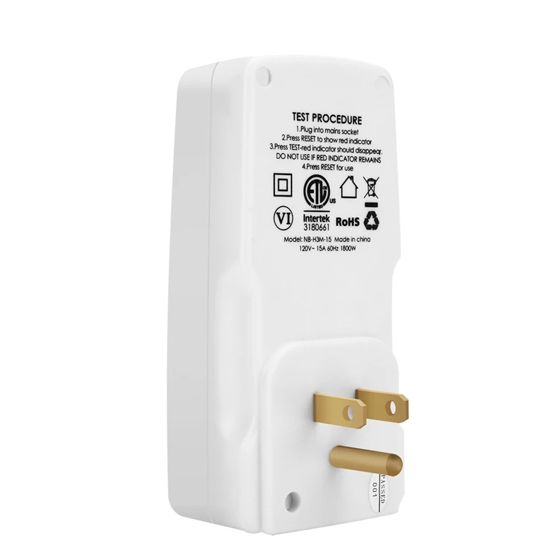 Adattatore GFCI 15 Amp 3 poli con messa a terra, spina GFCI impermeabile, interruttore circuito guasto terra Spina americana