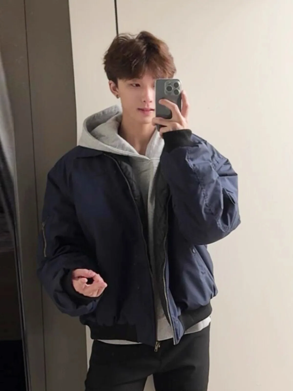 

Cobalt Blue ort Pilot Jaet Men's Autumn Winter Retro American Tee-Proof Cotton ape Baseball Coat Loose Fit Youth Trend