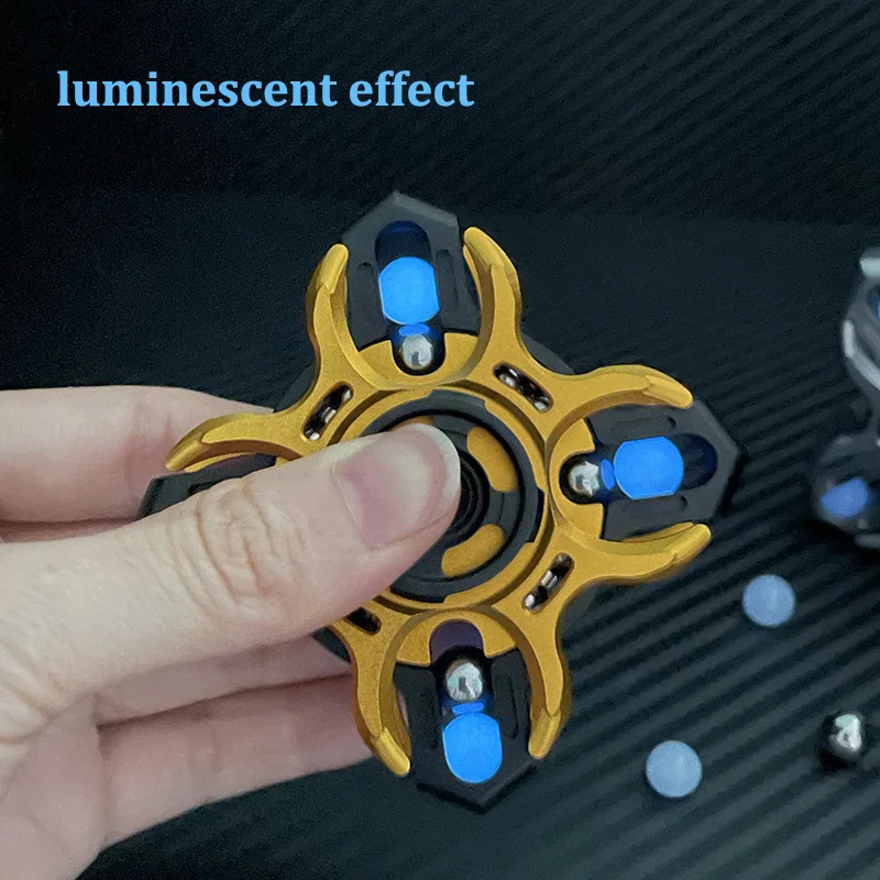 Diapason in alluminio Giroscopio EDC Fidget Spinner Perline luminose Collegamento Rotante Agitarsi Giocattoli Alleviare l'ansia e rilassarsi Strumenti
