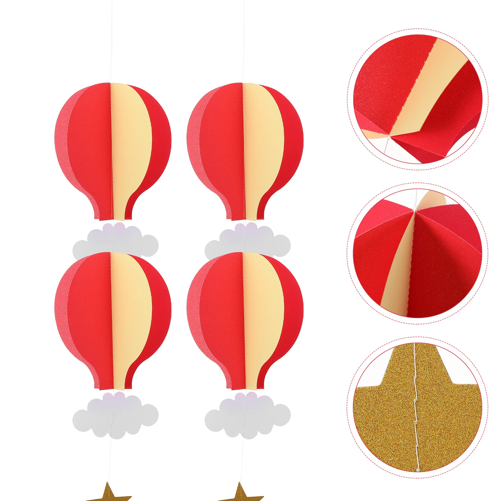 

4pcs Hot Balloon Hanging Decor Hanging Pendant 3D Paper Craft Pendant For Party Wedding Christmas Diy Decoration Scene