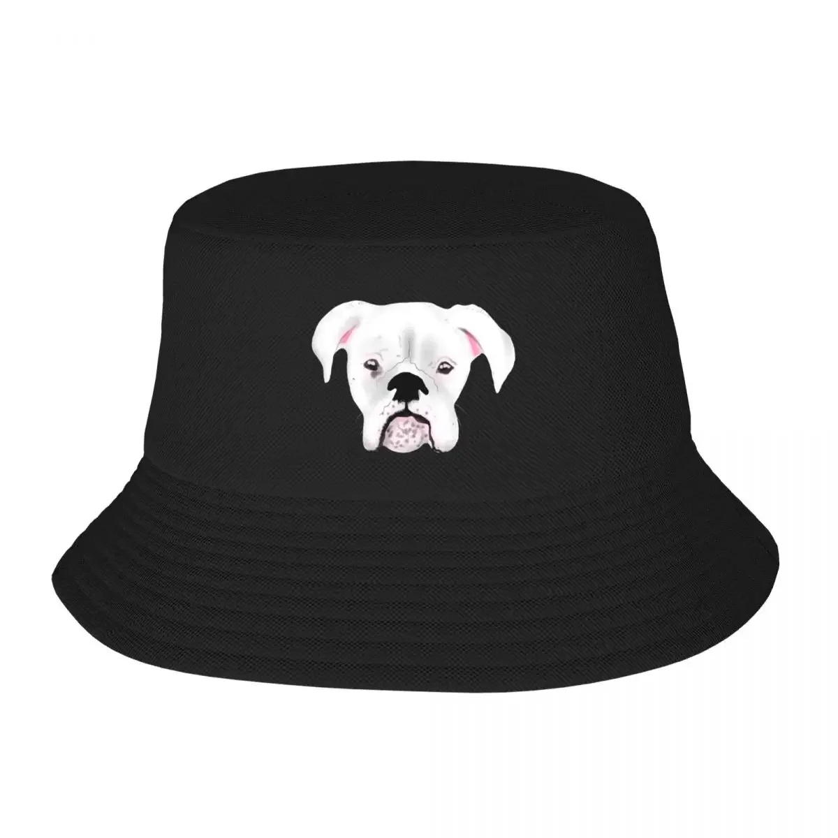 WHITE BOXER DOG PUPPY POLLY Bucket Hat Sunscreen Custom Cap Uv Protection Solar Hat Male Women's