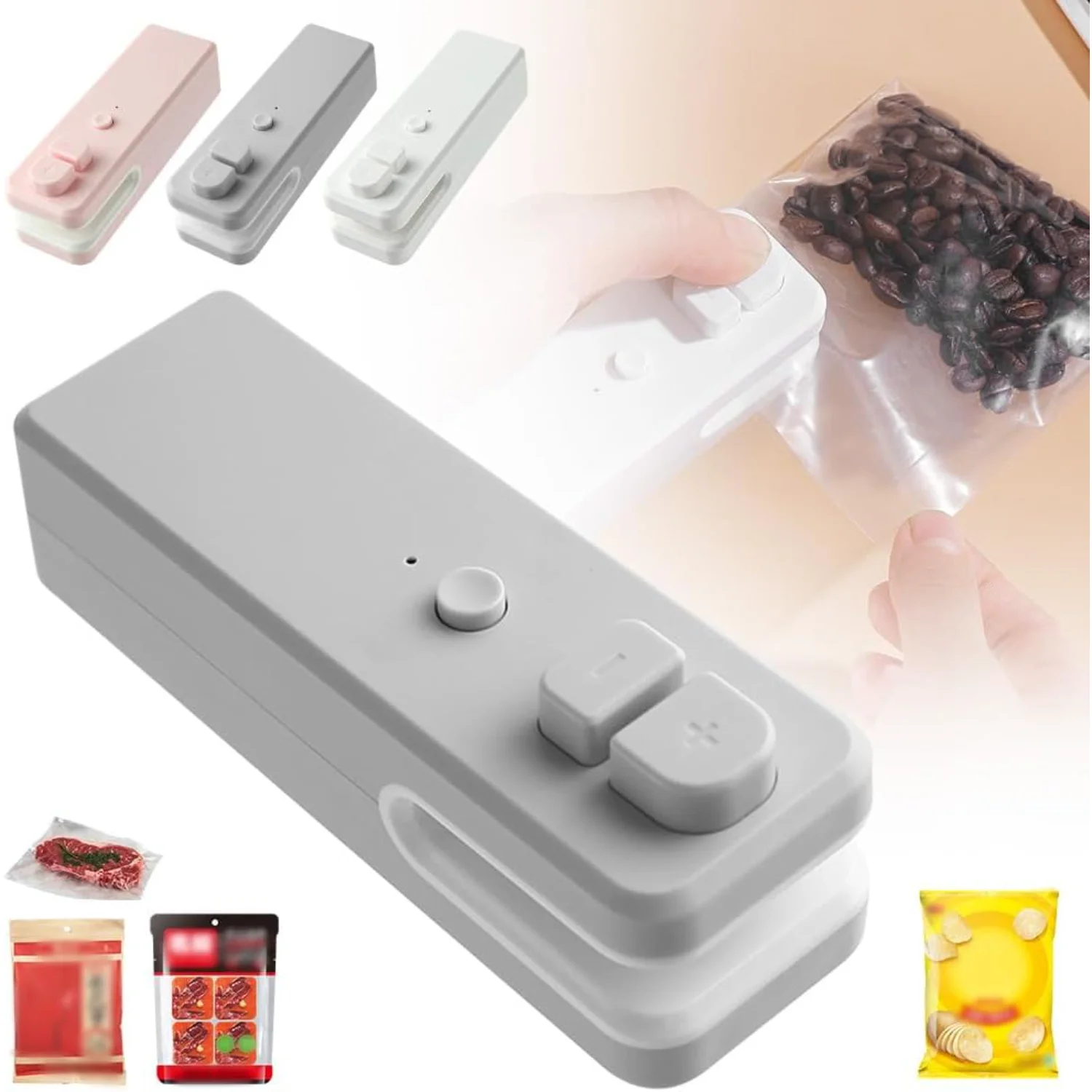 

Mini Bag Sealer Heat Seal Tool, Upgraded 2 in 1 Rechargeable Portable Handheld Vacuum Food Sealer 2024 Portable Mini Sealing Hou