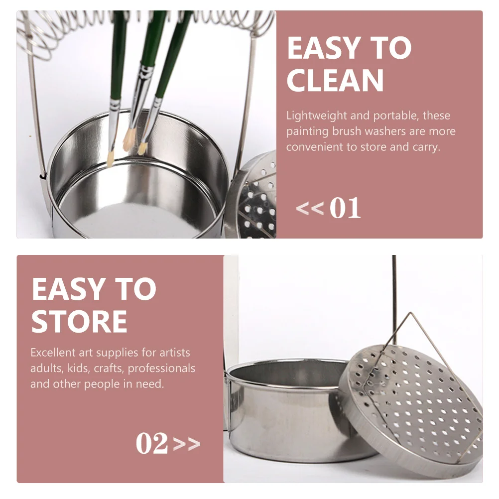 

Oil Paint Brush Washer Spiral Metal Brush Cleaning Bucket Portable Painting Tool For Artists Kids Art Supplies