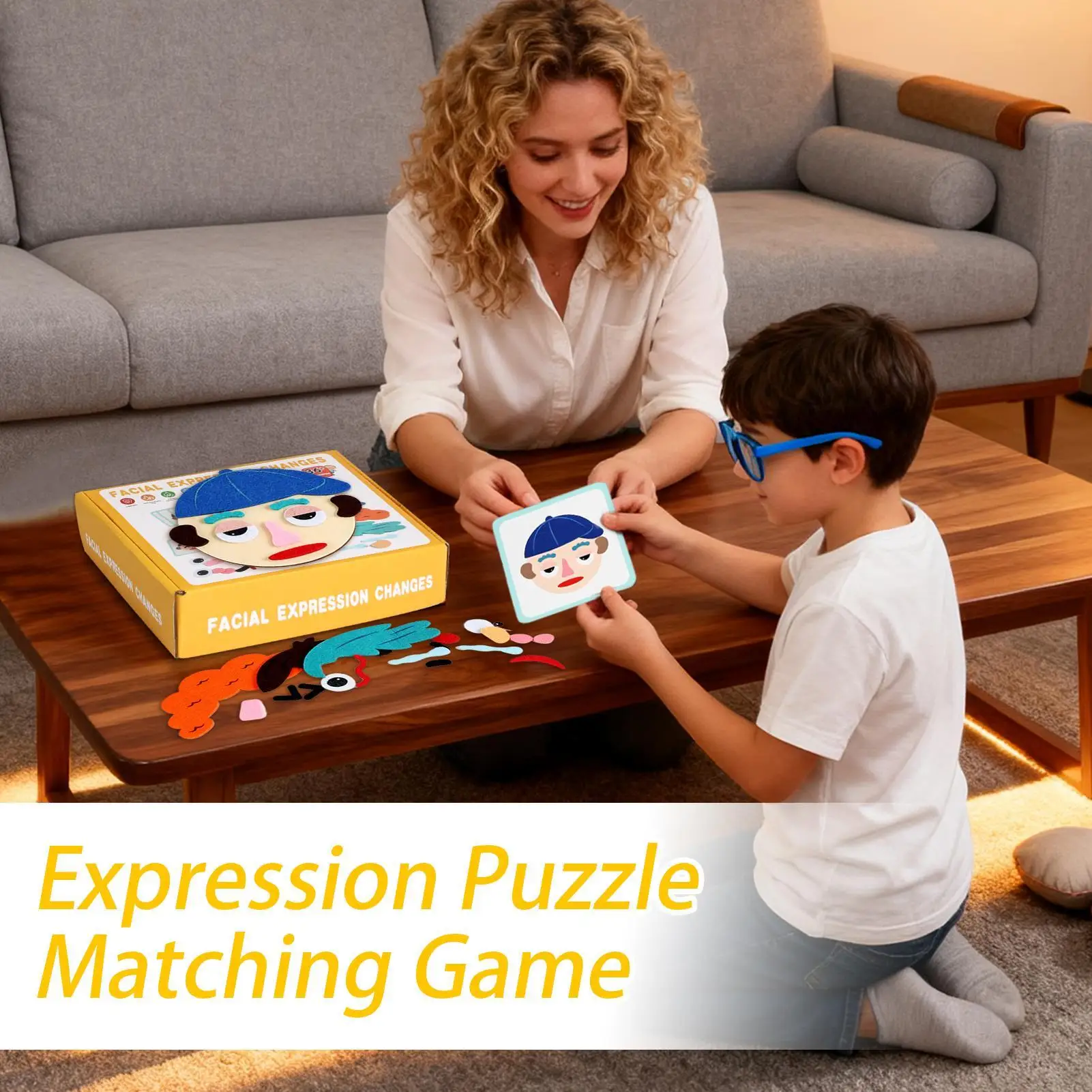 Giocattolo educativo puzzle per il viso Gioco educativo divertente con schede flash Giocattolo per l'apprendimento emotivo sociale per bambini in età prescolare