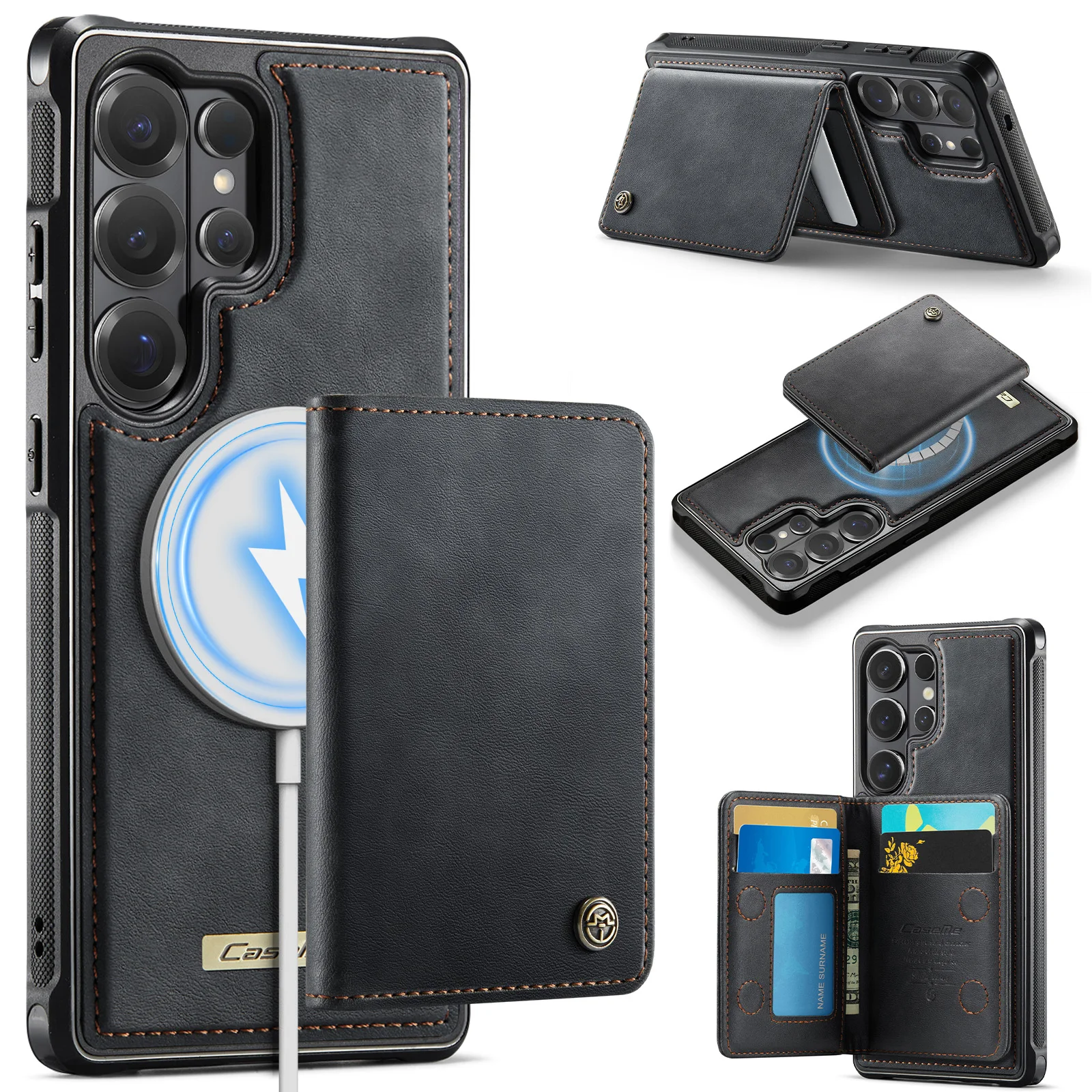 CaseMe Magnetic RFID card Slot wallet leather phone back Cover For Samsung Galaxy S26 S25 S24 S23 S22 S21 Ultra + Edge FE Case