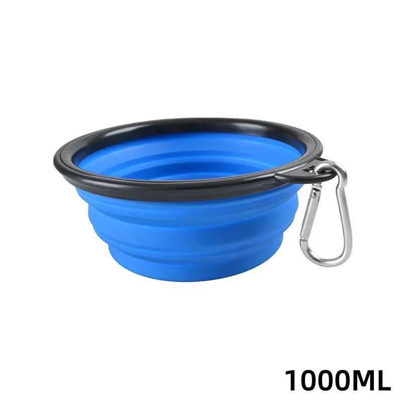 Collapsible Dog 1000ml Folding Silicone Bowl Pet Outdoor Travel Portable Puppy Food Container Feeder With Carabiner