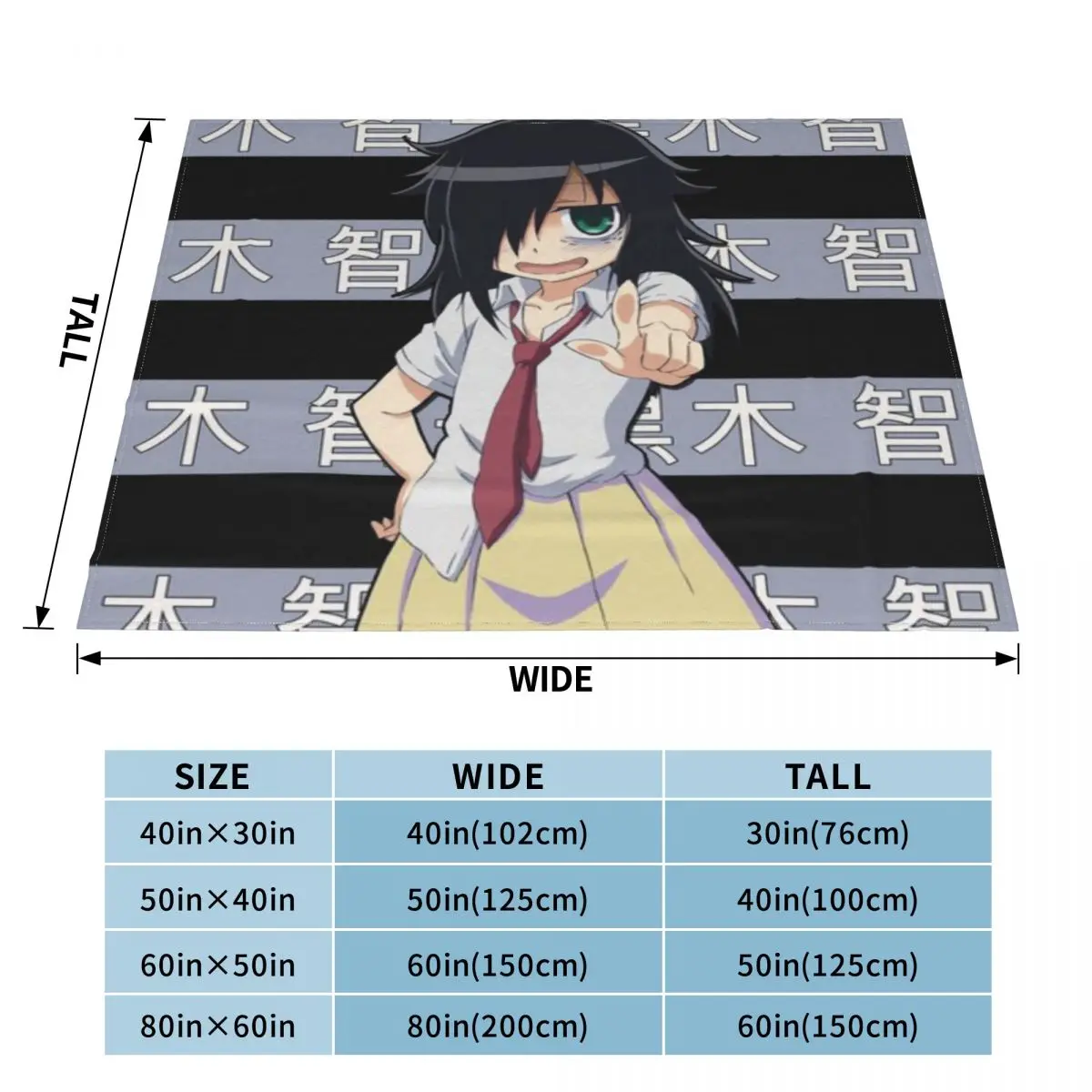 Tomoko Kuroki WataMote Anime An Ultra-Soft Micro Fleece Blanket