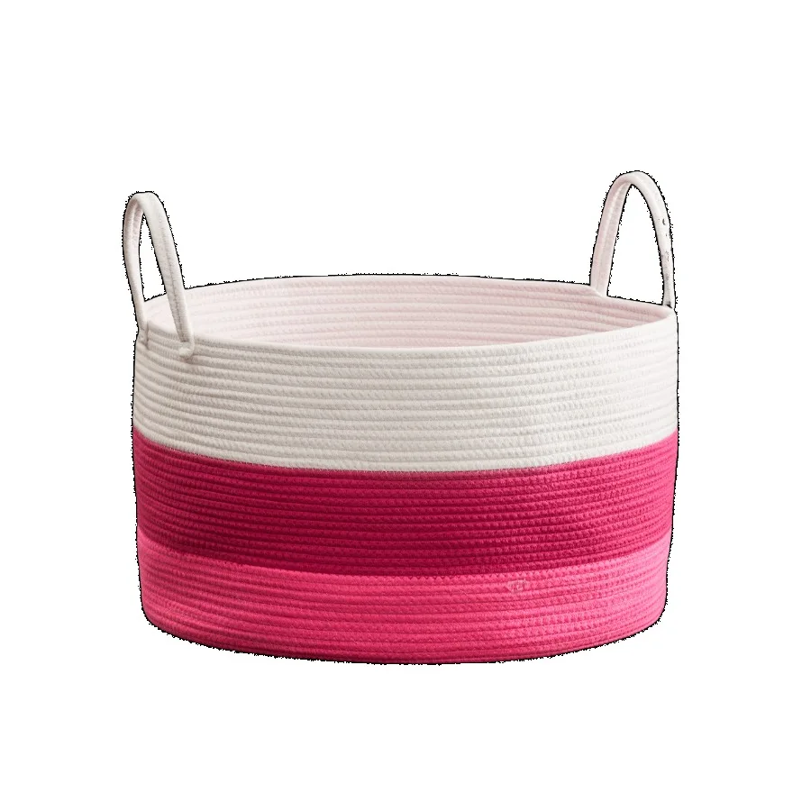 

Cn Round White Pink Laundry and Storage Basket