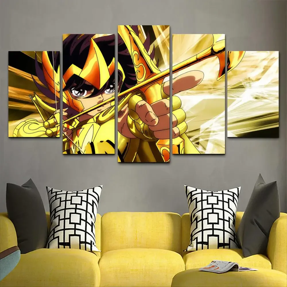 No Framed 5 pieces Saint Seiya Zodiac Knight Modern Home Decor Modular Pictures Canvas Paintings Printed Posters Wall Art