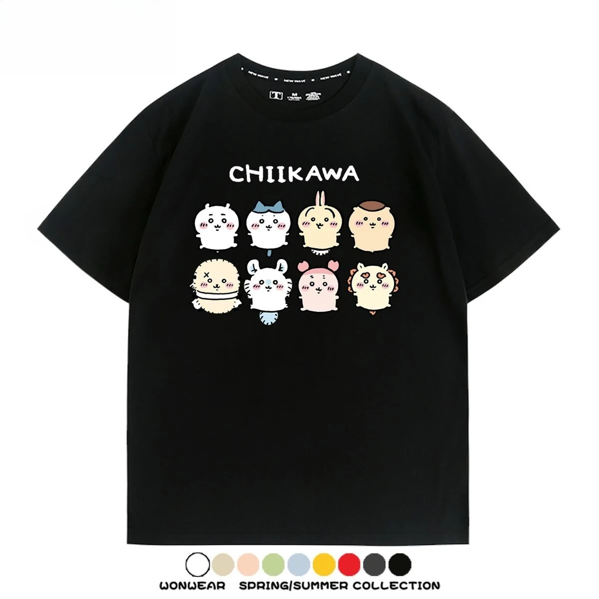 Hot Chiikawa Short Sleeve T-Shirt Pure Cotton Summer Tee Breathable Soft Skin-friendly Casual Top for Men Women and Kids Daily